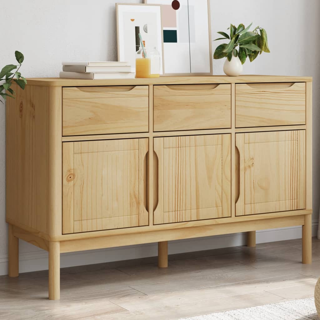Sideboard FLORO Wax Brown 114x43x74 cm Solid Wood Pine - Decor Base