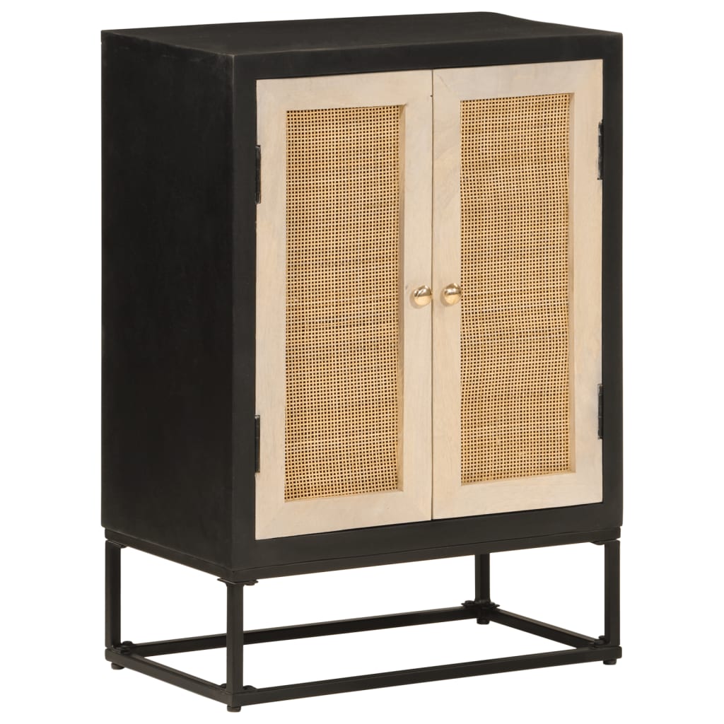 Sideboard Black 55x30x76 cm Solid Wood Mango and Iron - Decor Base