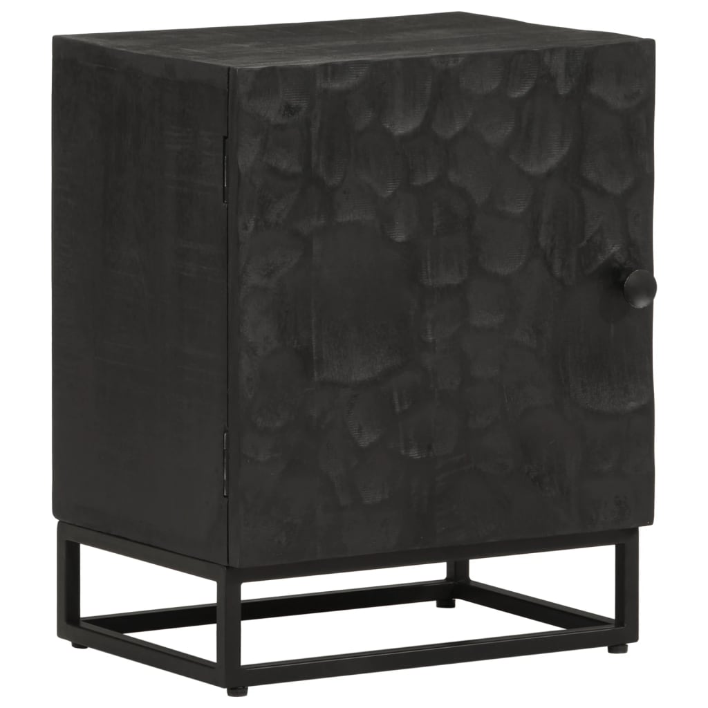 Bedside Cabinet Black 40x30x50 cm Solid Wood Mango and Iron - vid-372004 - Discount Dealers