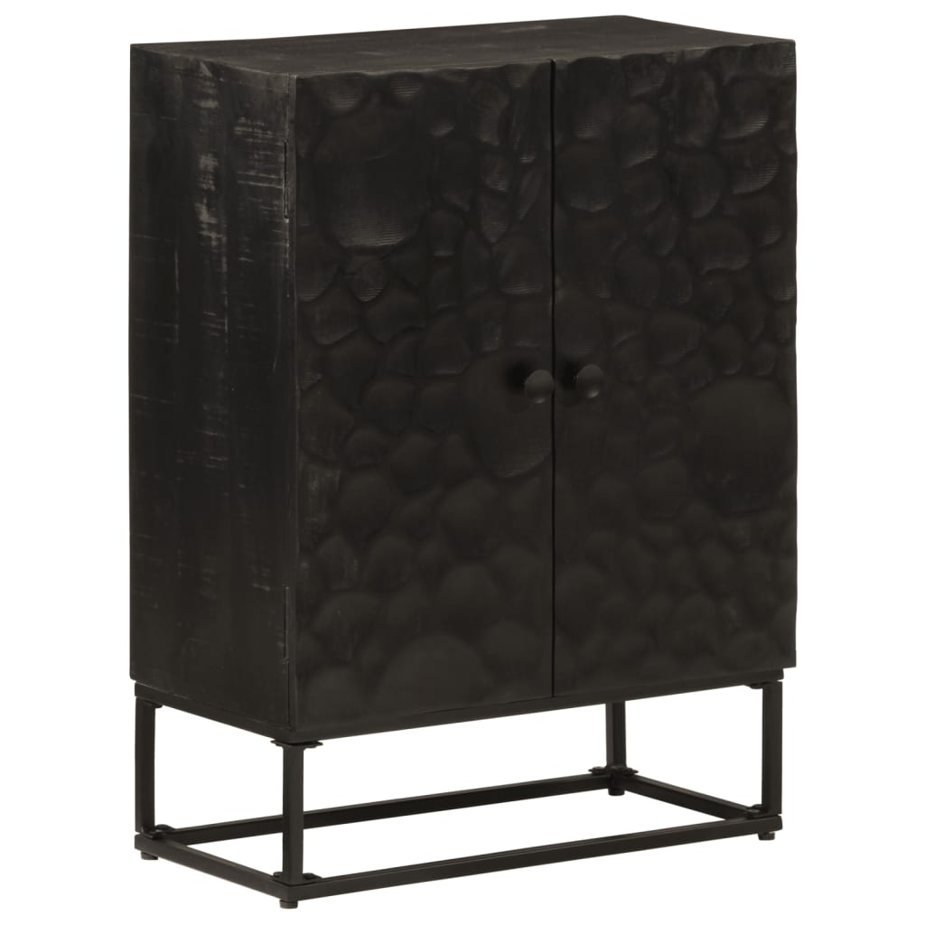 Sideboard Black 55x30x76 cm Solid Wood Mango and Iron - Decor Base