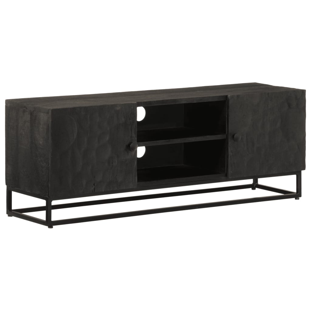 TV Cabinet Black 110x30x40 cm Solid Wood Mango and Iron - Design Hut