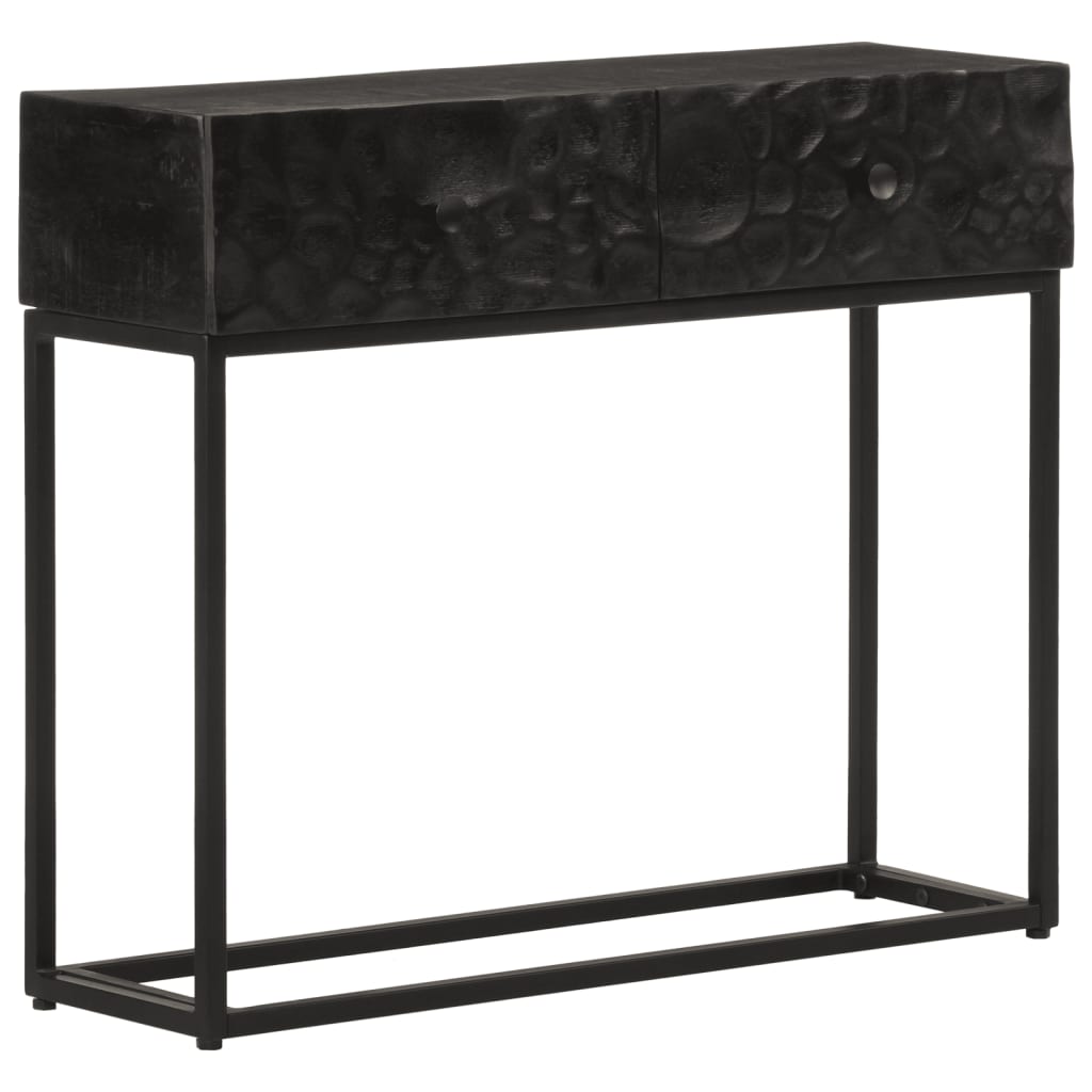 Console Table Black 90x30x76 cm Solid Wood Mango and Iron - vid-372008 - Decor Base