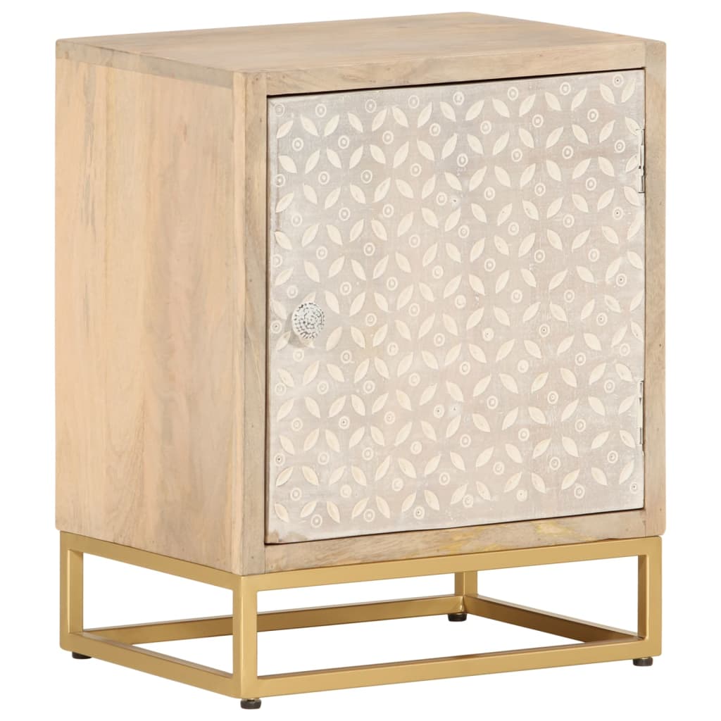 Bedside Cabinet 40x30x50 cm Solid Wood Mango and Iron - vid-372009 - Discount Dealers