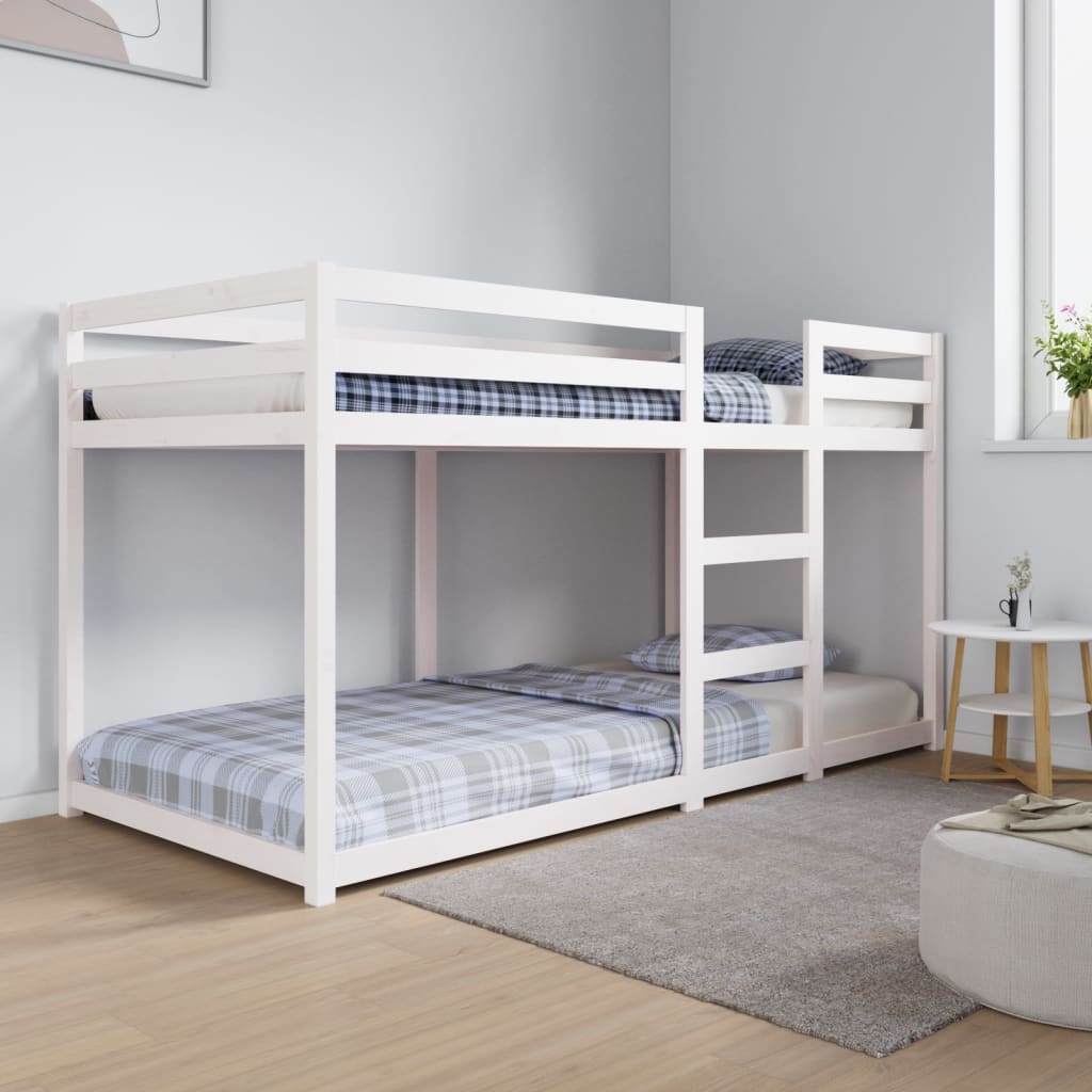 Bunkbed White 90x200cm Solid Wood Pine - Sid & Sam