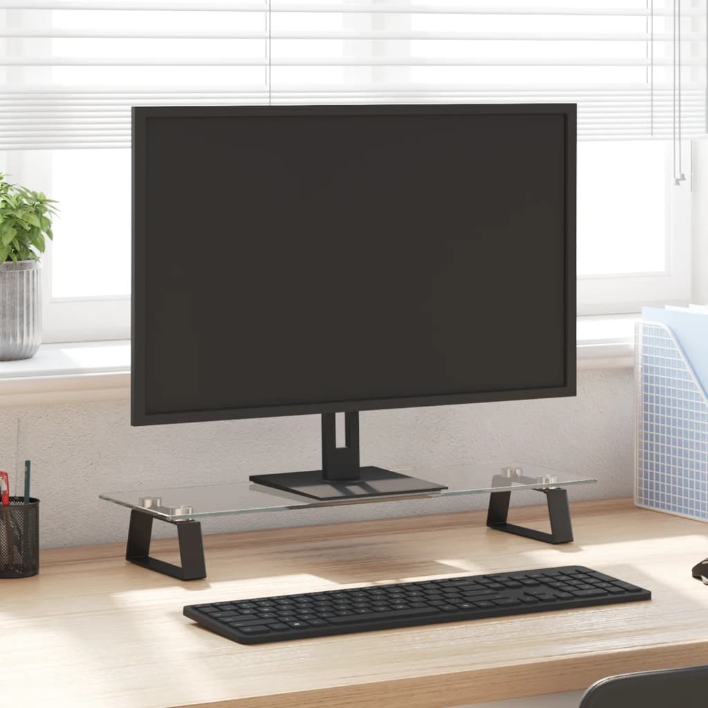 Monitor Stand Black 60x20x8 cm Tempered Glass and Metal - Sid & Sam