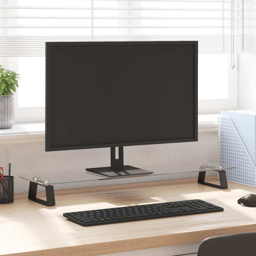 Monitor Stand Black 80x20x8 cm Tempered Glass and Metal - Tyrell & Tyrell