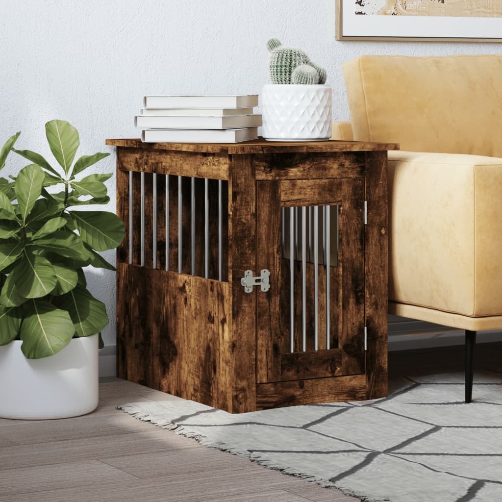 Dog Crate Furniture Smoked Oak 45x62x59 cm Engineered Wood - Merlin Deals