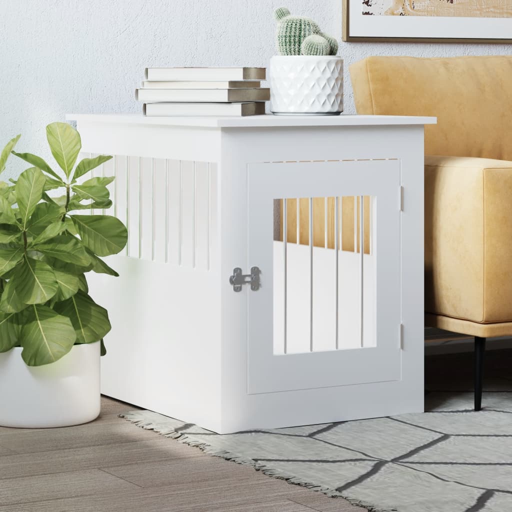 Dog Crate Furniture White 55x75x65 cm Engineered Wood - Direct Imports