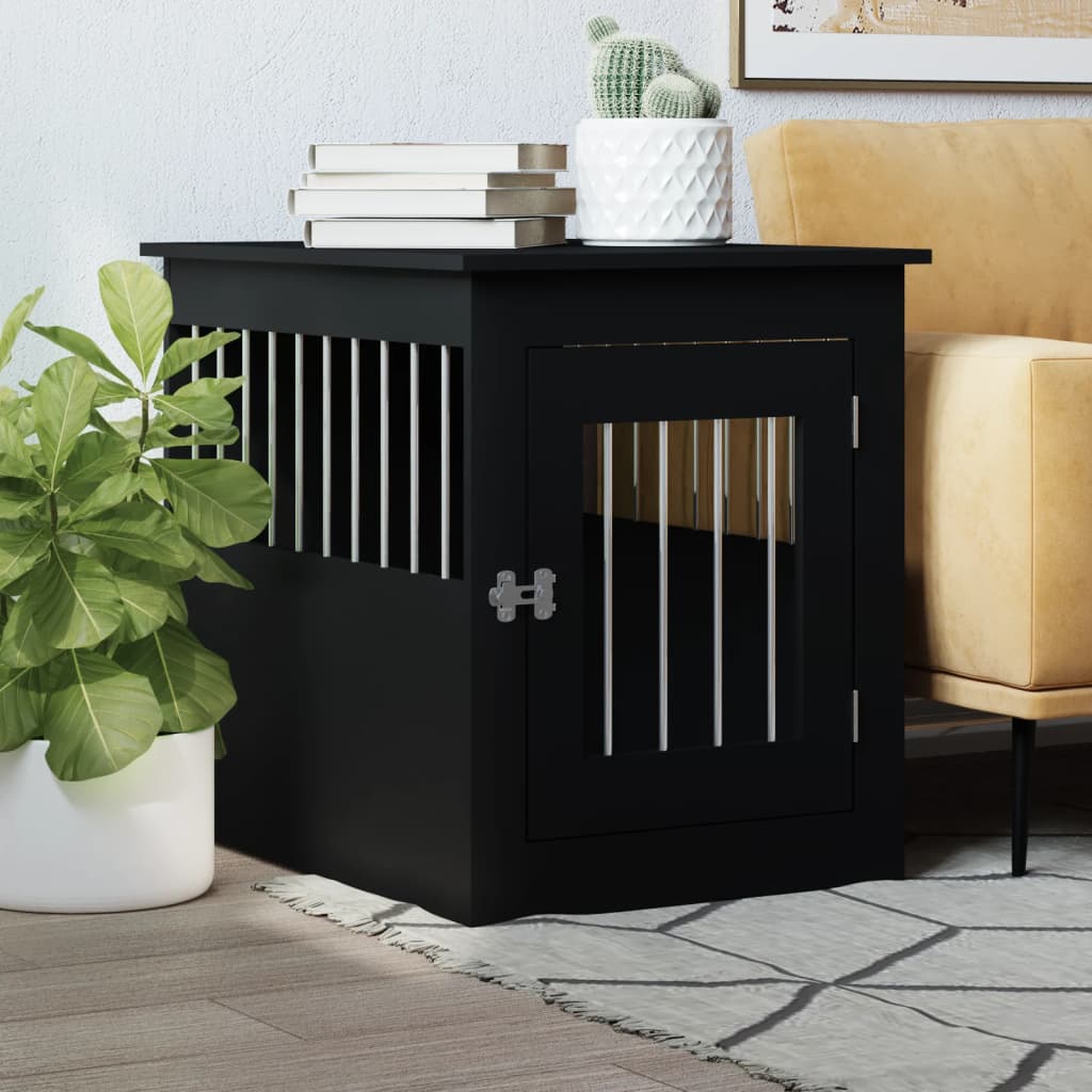 Dog Crate Furniture Black 55x75x65 cm Engineered Wood - Discount Dealers
