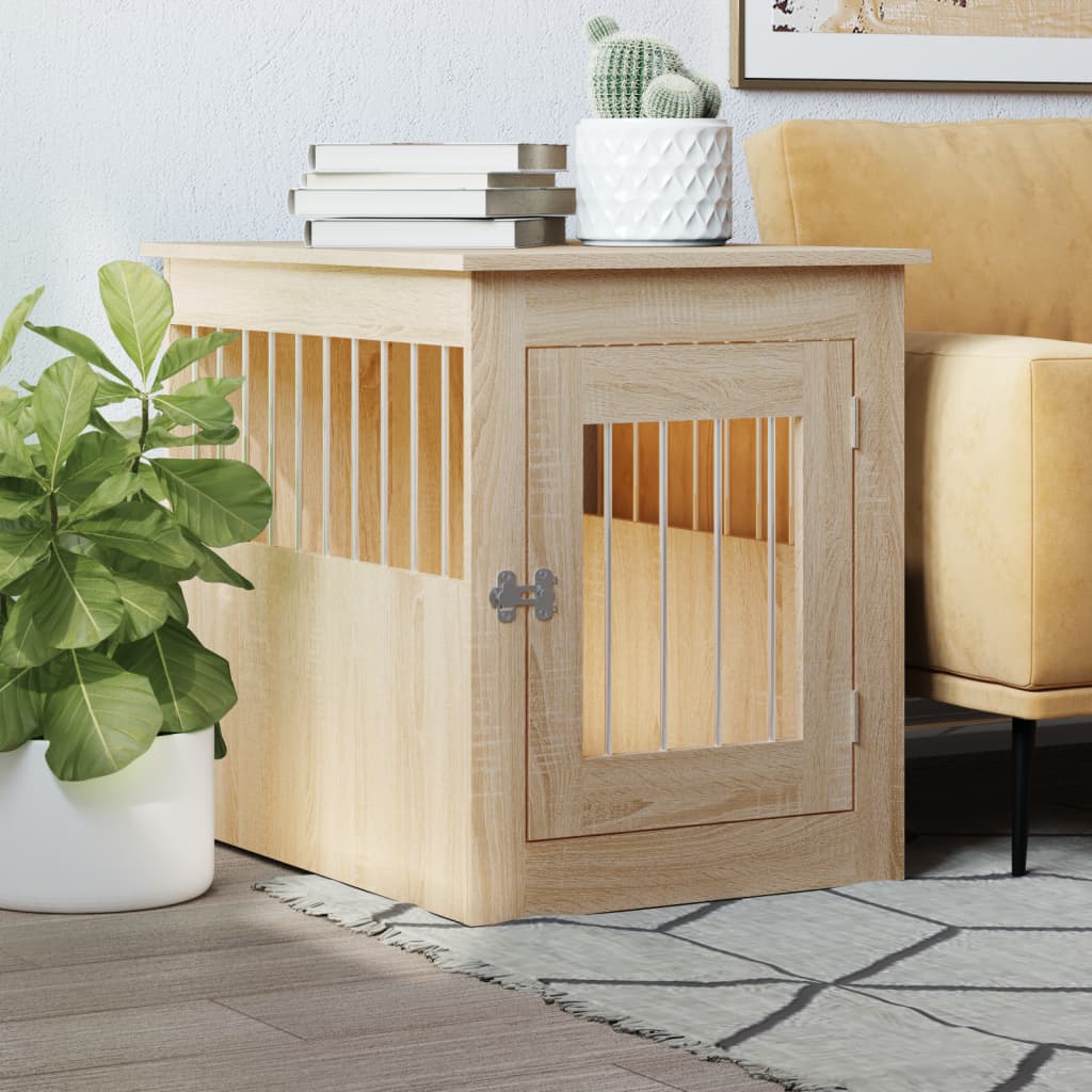 Dog Crate Furniture Sonoma Oak 55x75x65 cm Engineered Wood - Sid & Sam