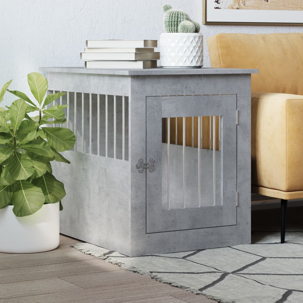 Dog Crate Furniture Concrete Grey 55x75x65 cm Engineered Wood - Brittle & Co