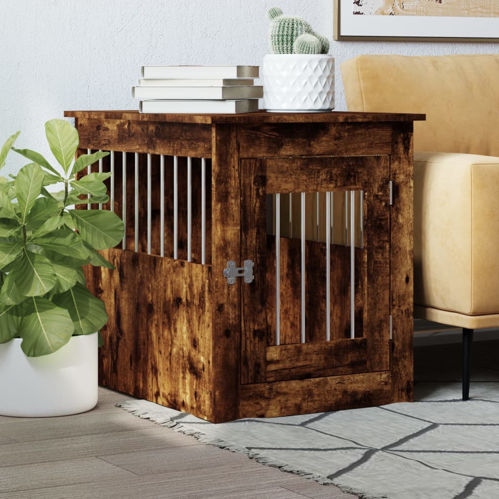 Dog Crate Furniture Smoked Oak 55x75x65 cm Engineered Wood - Discount Dealers