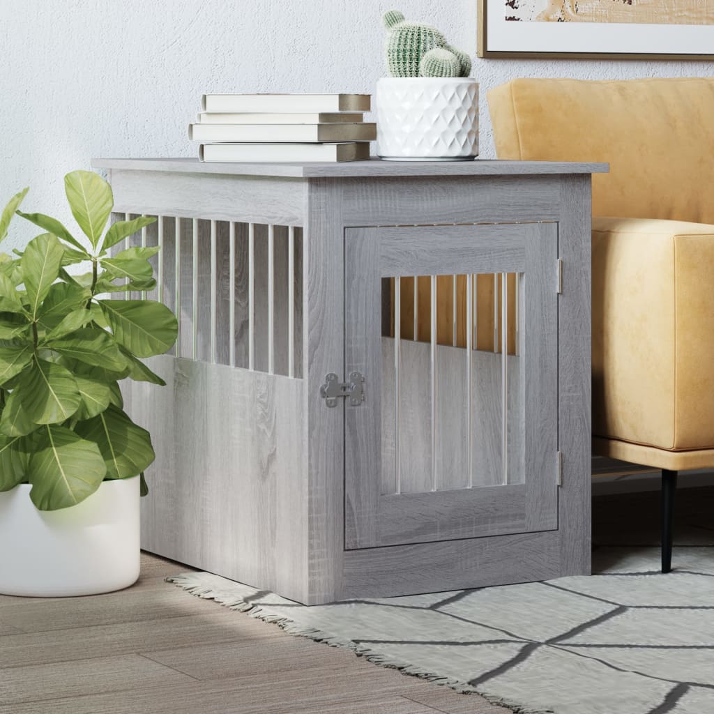 Dog Crate Furniture Grey Sonoma 55x75x65 cm Engineered Wood - All Things Good