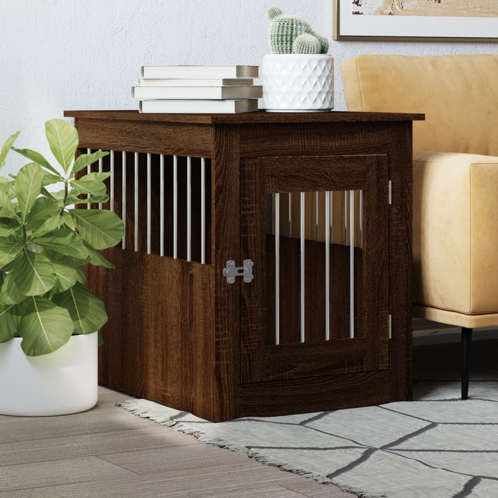 Dog Crate Furniture Brown Oak 55x75x65 cm Engineered Wood - Discount Dealers