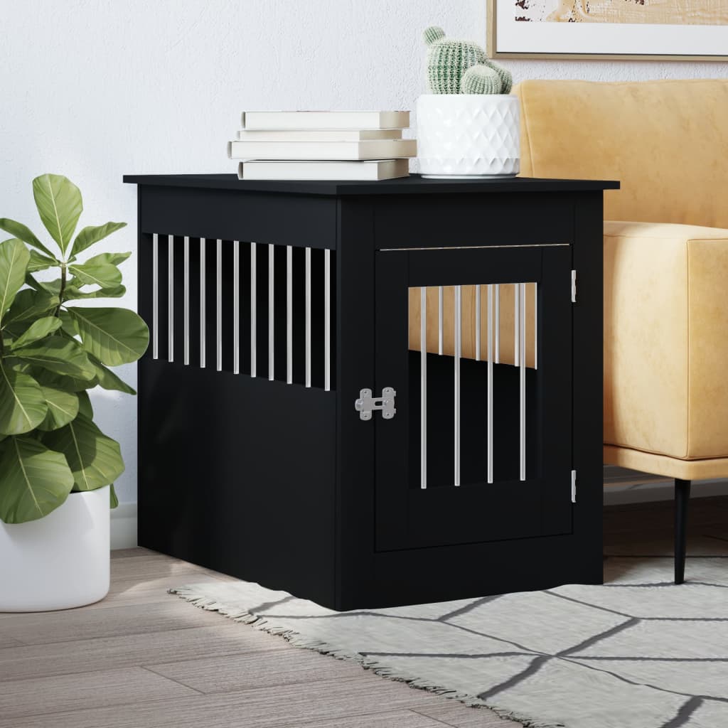 Dog Crate Furniture Black 55x80x68 cm Engineered Wood - Sid & Sam