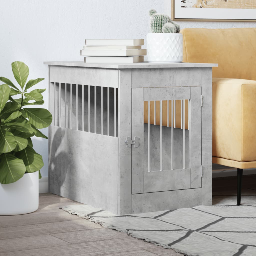 Dog Crate Furniture Concrete Grey 55x80x68 cm Engineered Wood - Merlin Deals
