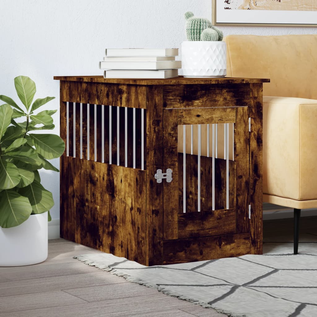 Dog Crate Furniture Smoked Oak 55x80x68 cm Engineered Wood - Tyrell & Tyrell