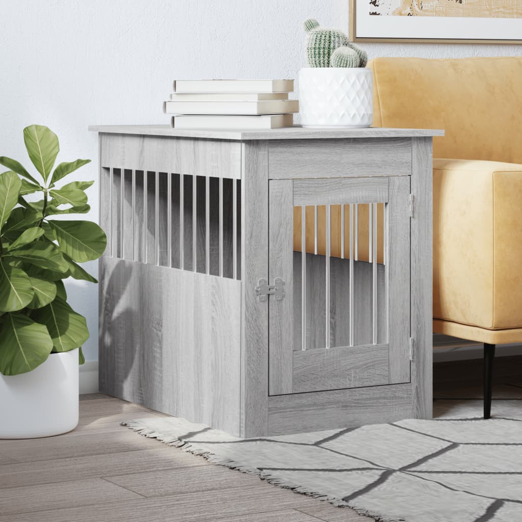 Dog Crate Furniture Grey Sonoma 55x80x68 cm Engineered Wood - All Things Good