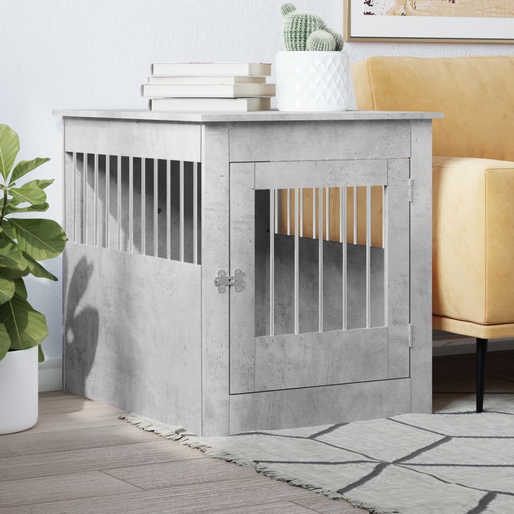 Dog Crate Furniture Concrete Grey 64.5x80x71 cm Engineered Wood - Decor Base