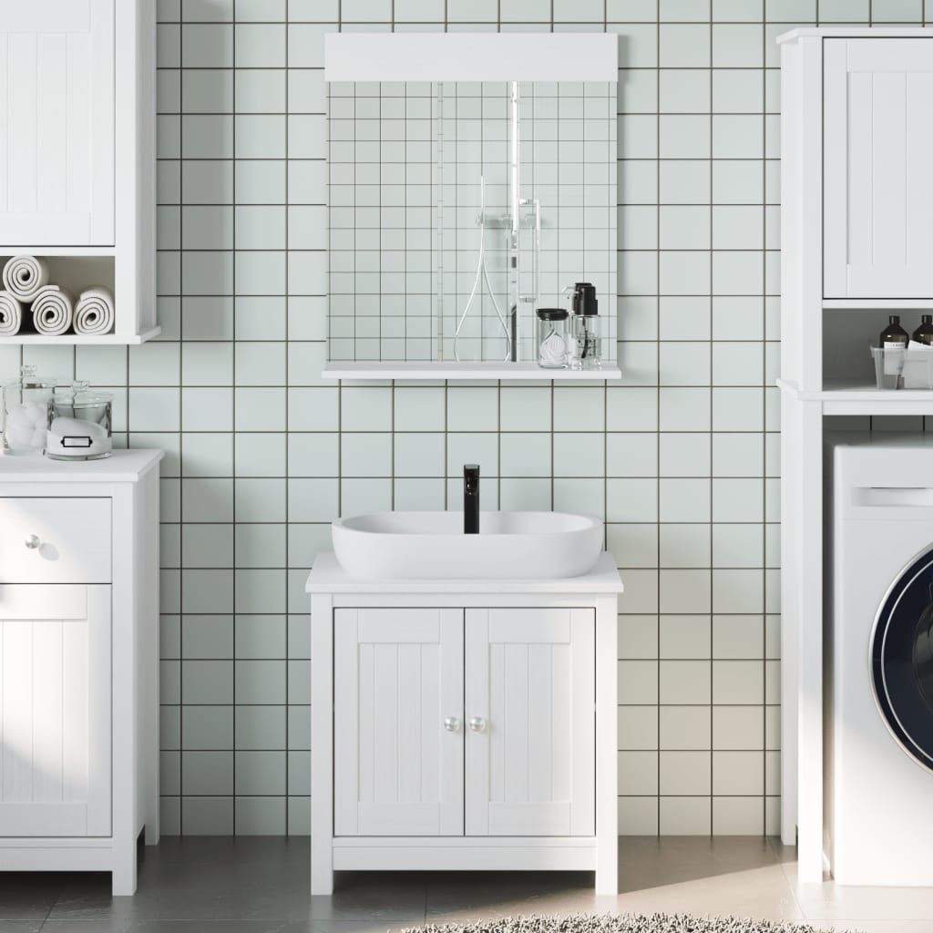 2 Piece Bathroom Furniture Set BERG White Solid Wood Pine - Sid & Sam