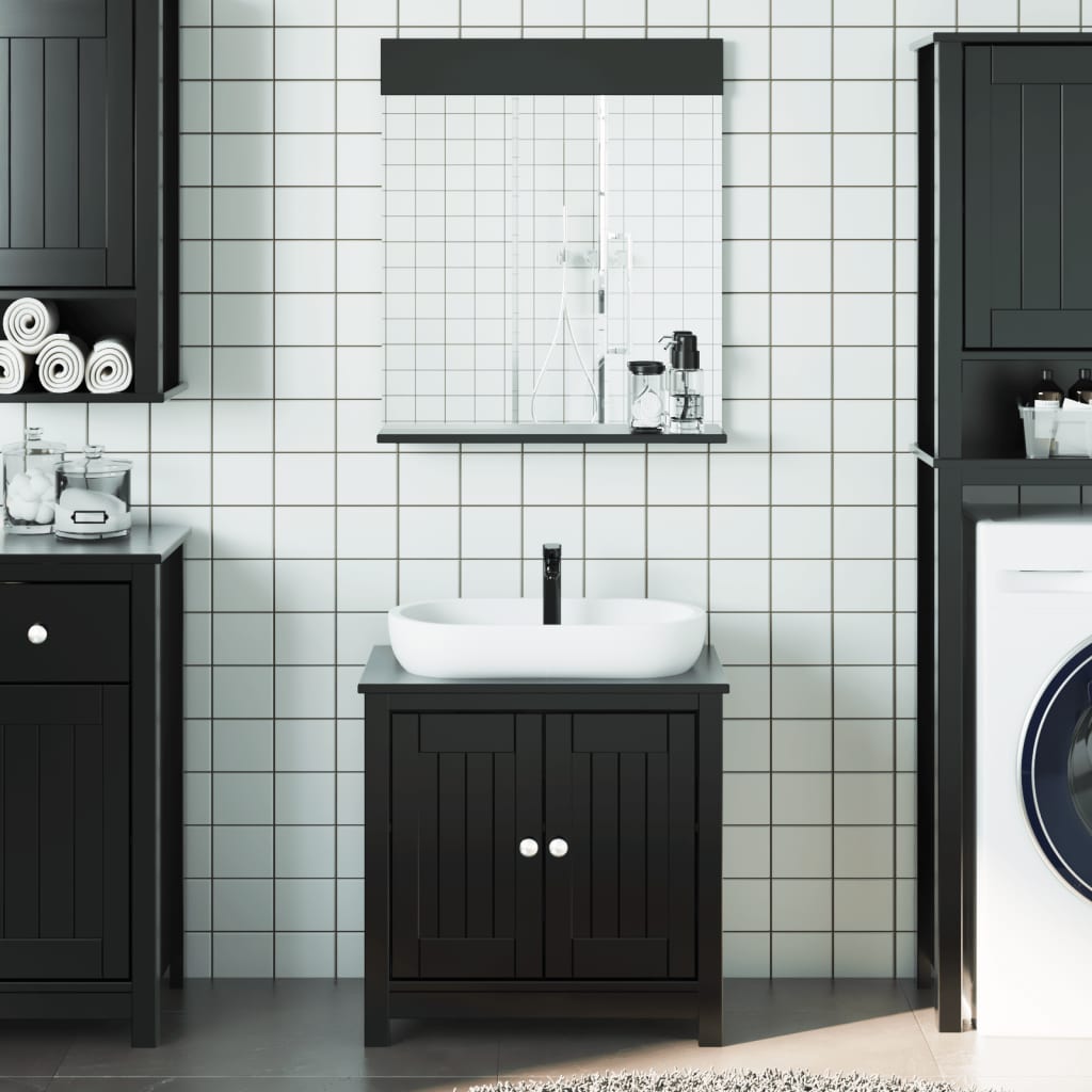 2 Piece Bathroom Furniture Set BERG Black Solid Wood Pine - The Home Maker