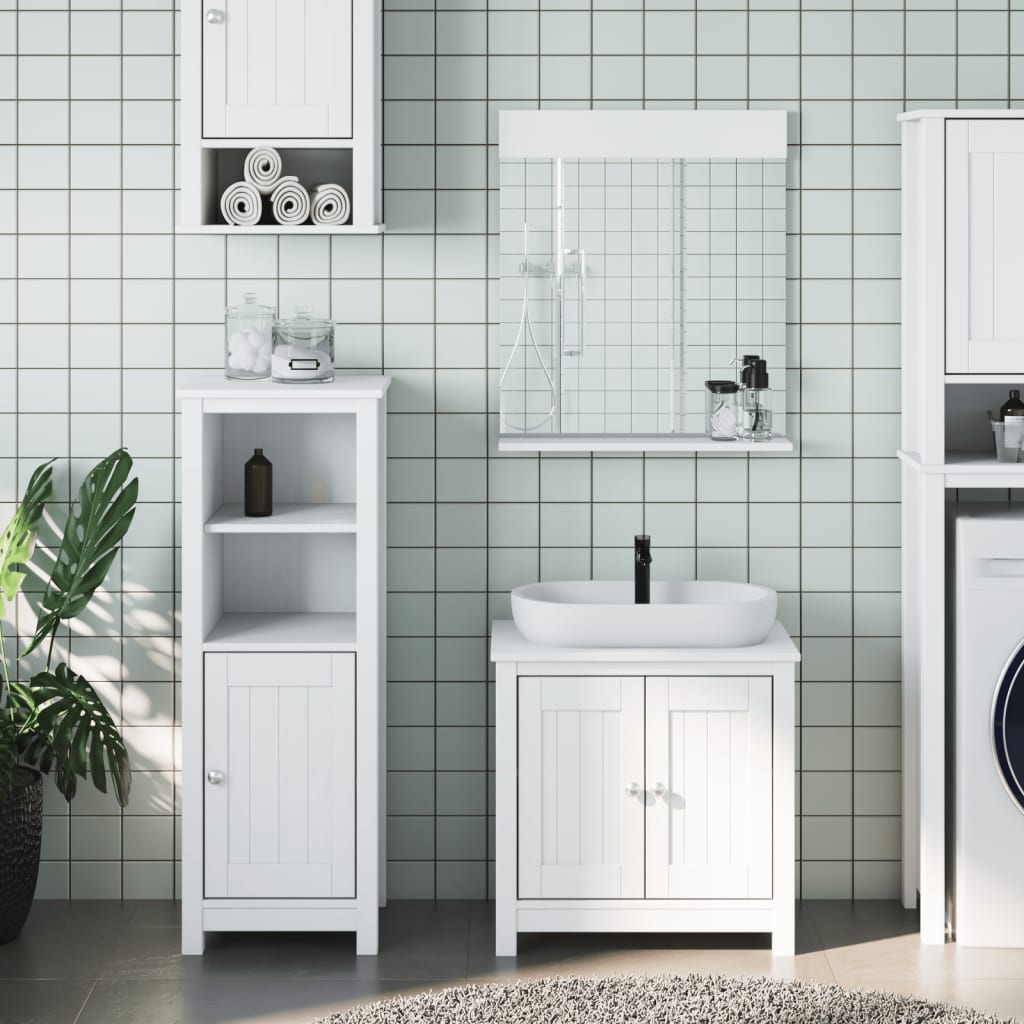 3 Piece Bathroom Furniture Set BERG White Solid Wood Pine - Discount Dealers