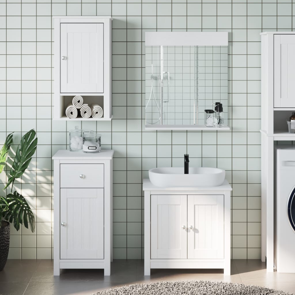 4 Piece Bathroom Furniture Set BERG White Solid Wood Pine - Tyrell & Tyrell
