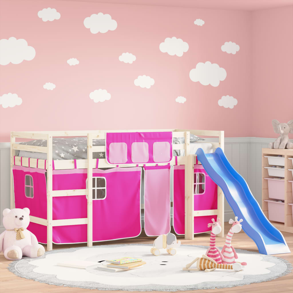 Curtains for Loft Bed Pink Polyester - Design Hut