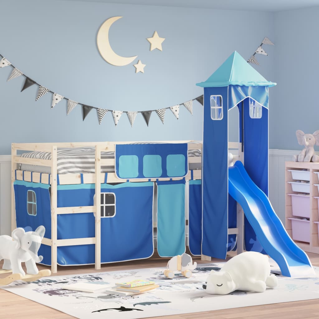 Curtains for Loft Bed with Tower Blue Polyester - Style and Chic