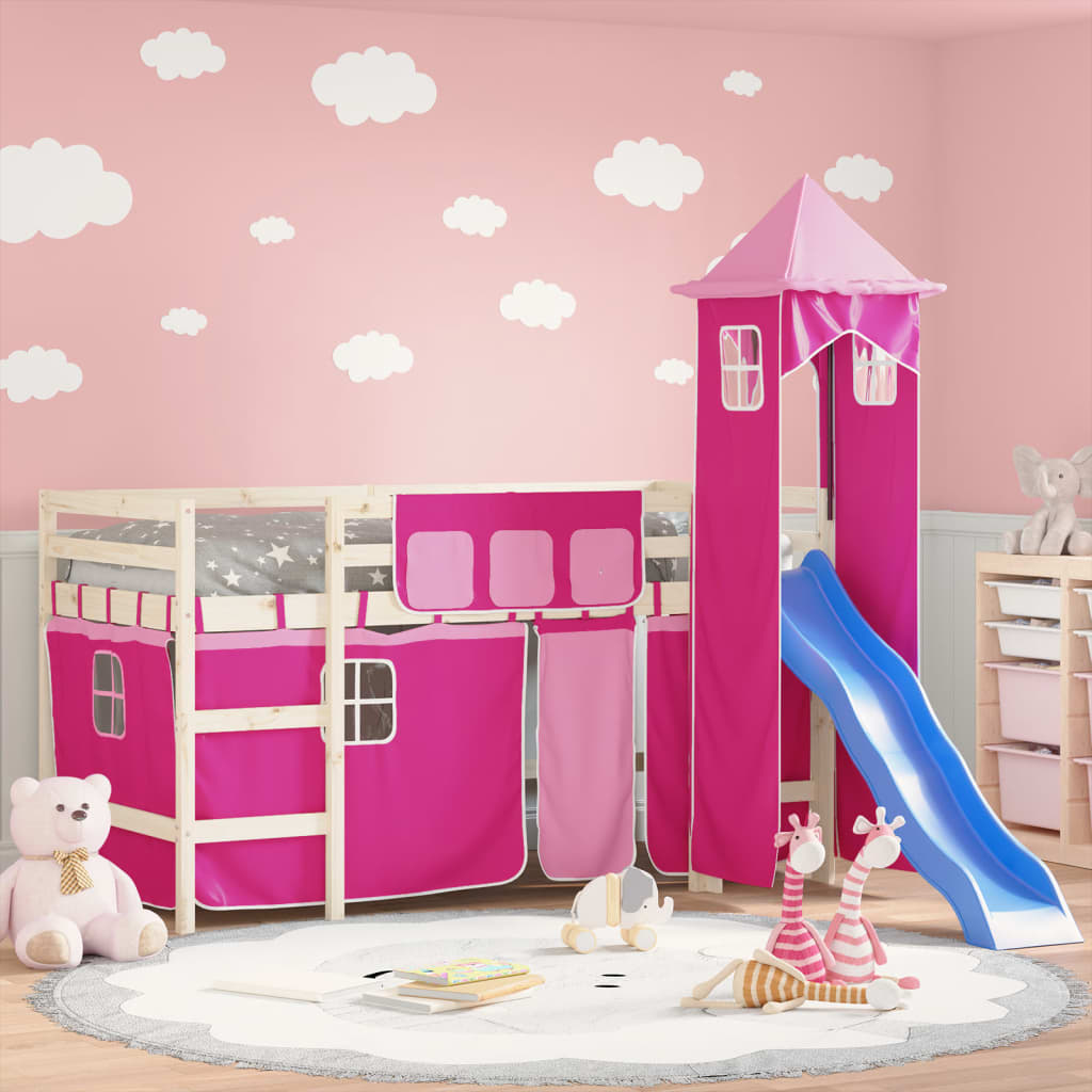 Curtains for Loft Bed with Tower Pink Polyester - Casper Homes