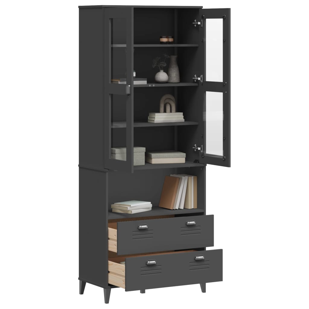 Highboard VIKEN Anthracite Grey 80x40x200 cm Solid Wood Pine - Casper Homes