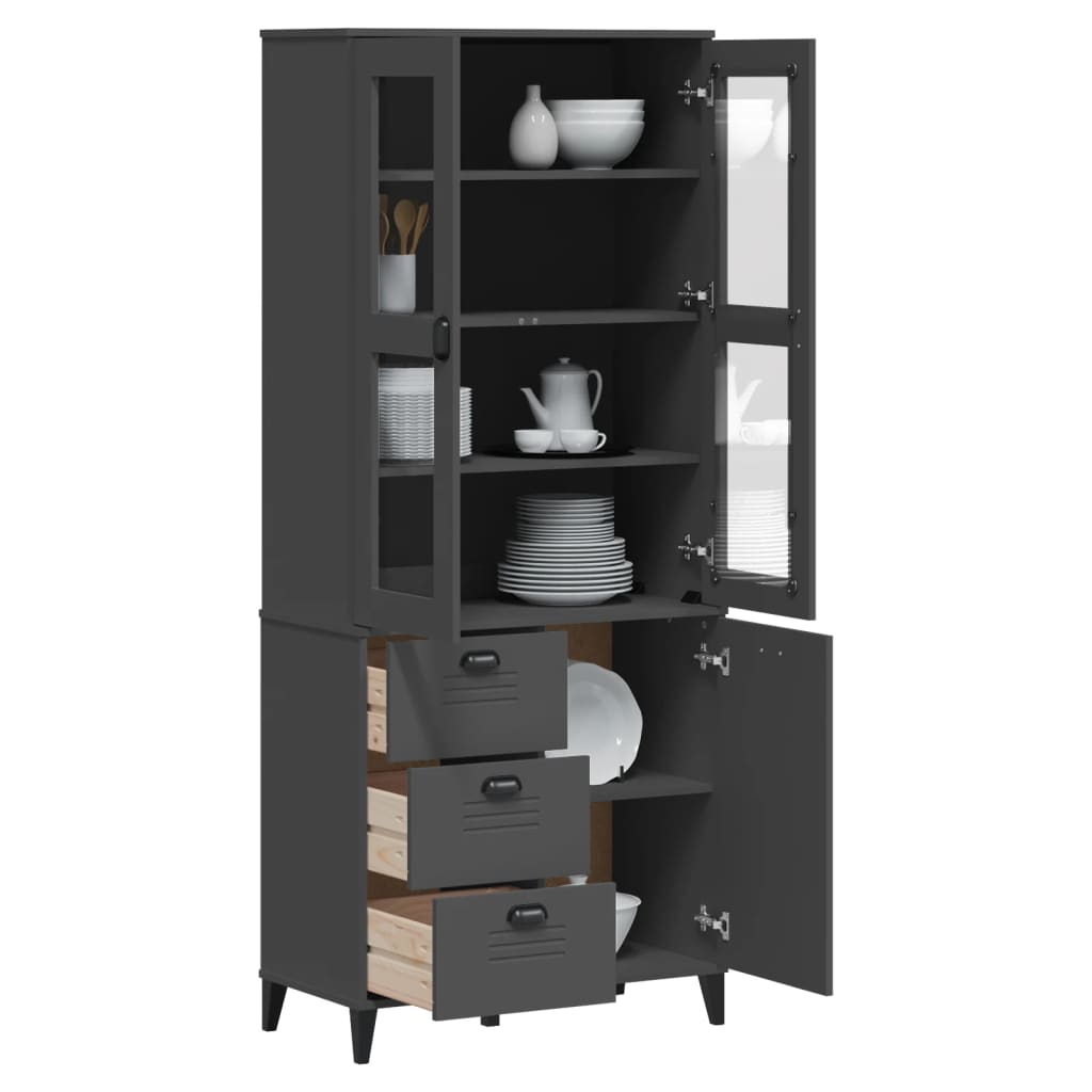 Highboard VIKEN Anthracite Grey 80x40x190 cm Solid Wood Pine - Charlotte Dunes