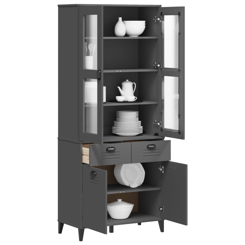 Highboard VIKEN Anthracite Grey 80x40x190 cm Solid Wood Pine - Charlotte Dunes