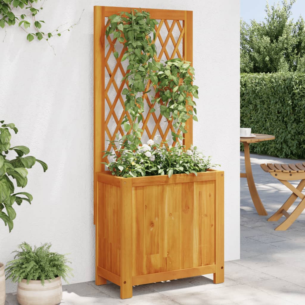Planter with Trellis 55x29.5x132 cm Solid Wood Acacia - Charlotte Dunes