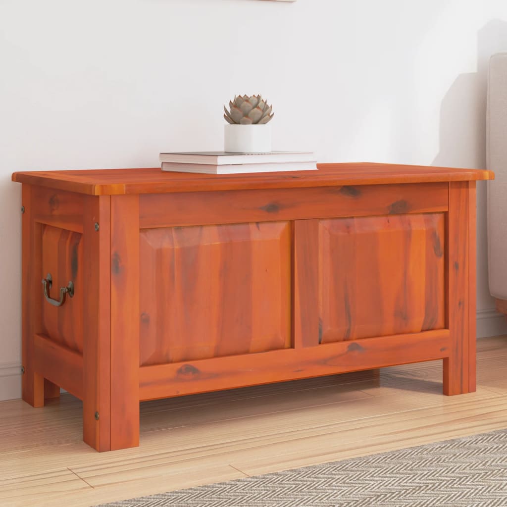 Storage Chest with Lid Brown Solid Wood Acacia - Merlin Deals
