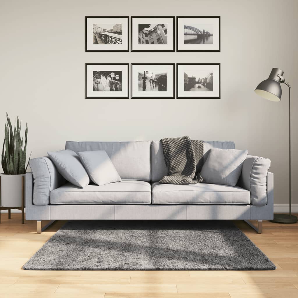 Rug Short Pile Soft and Washable Anthracite 120x120cm - All Things Good