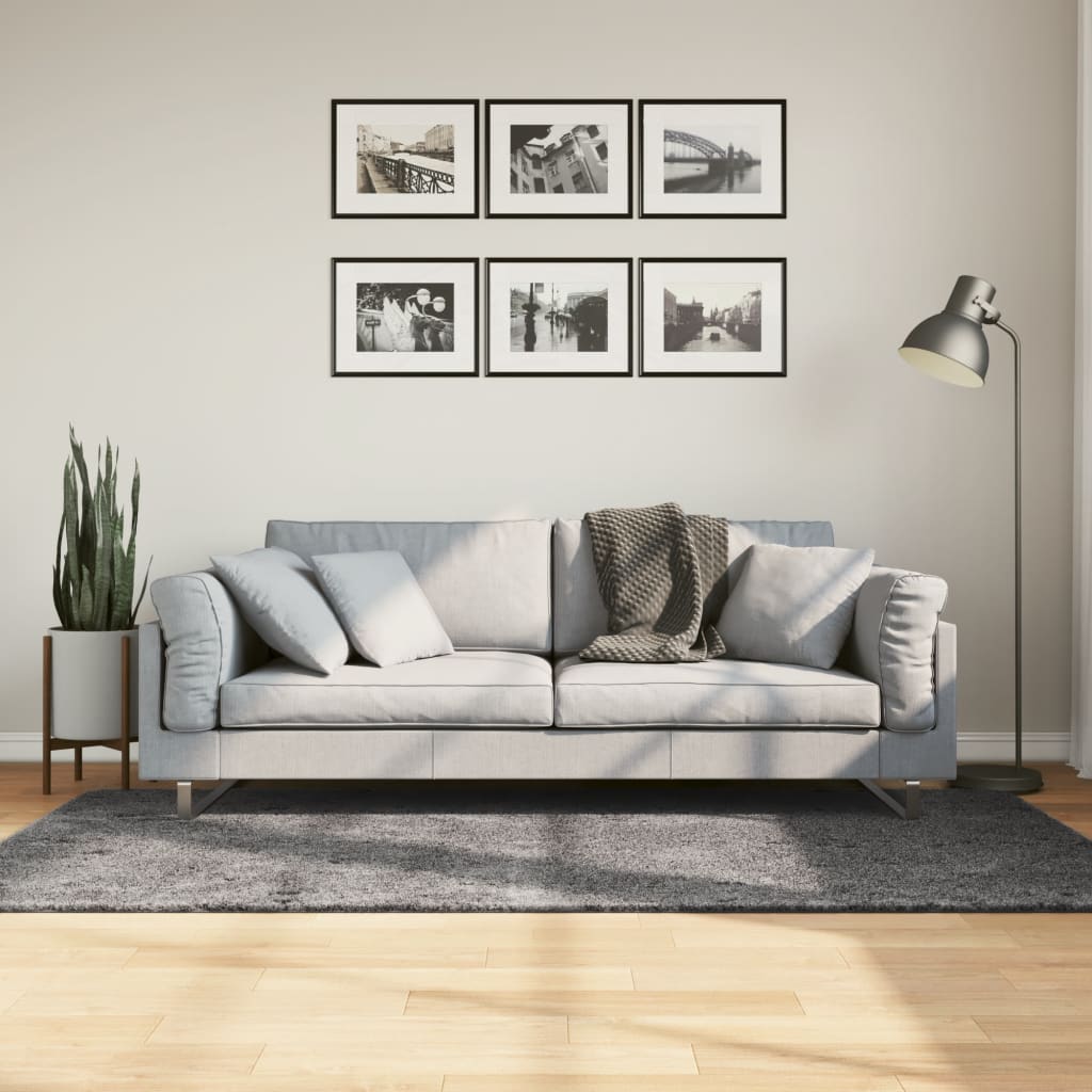 Rug Short Pile Soft and Washable Anthracite 120x170cm - Merlin Deals