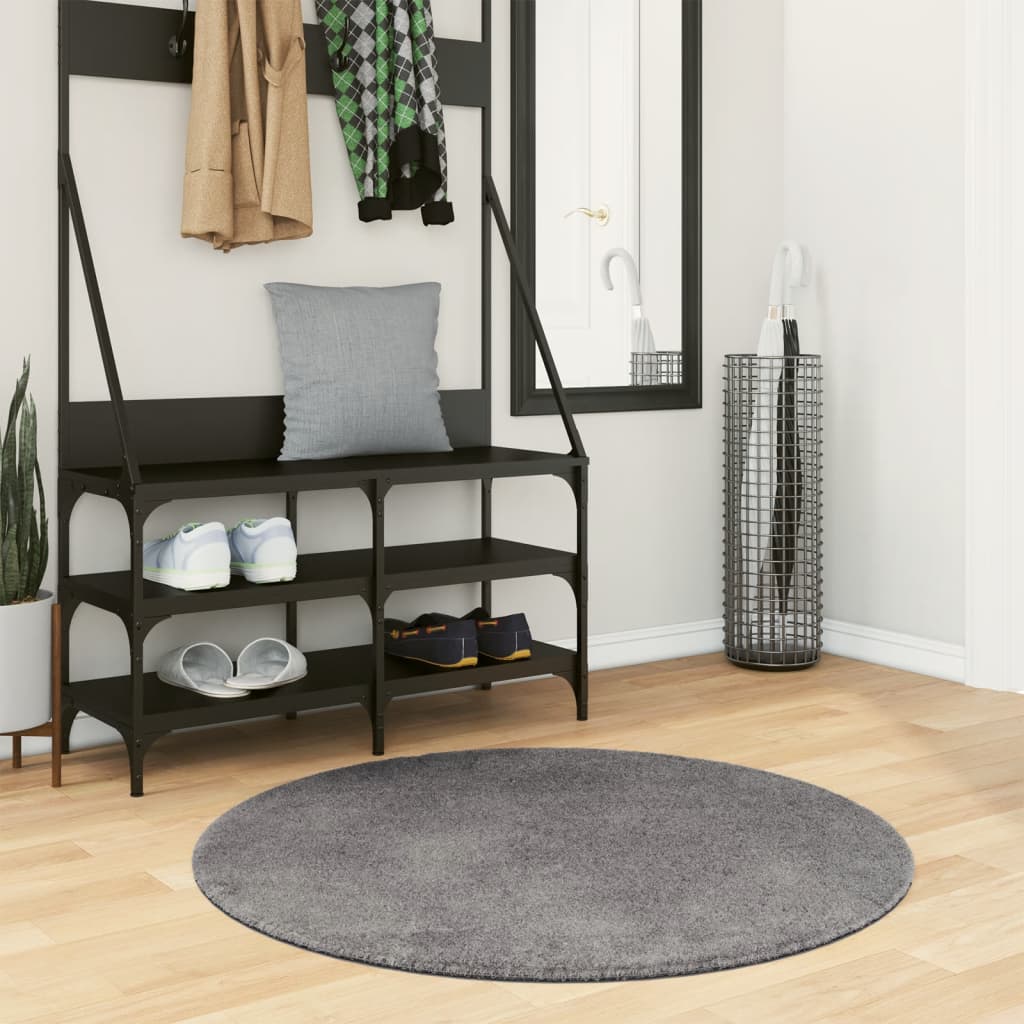 Rug HUARTE Short Pile Soft and Washable Anthracite 100 cm - Design Hut