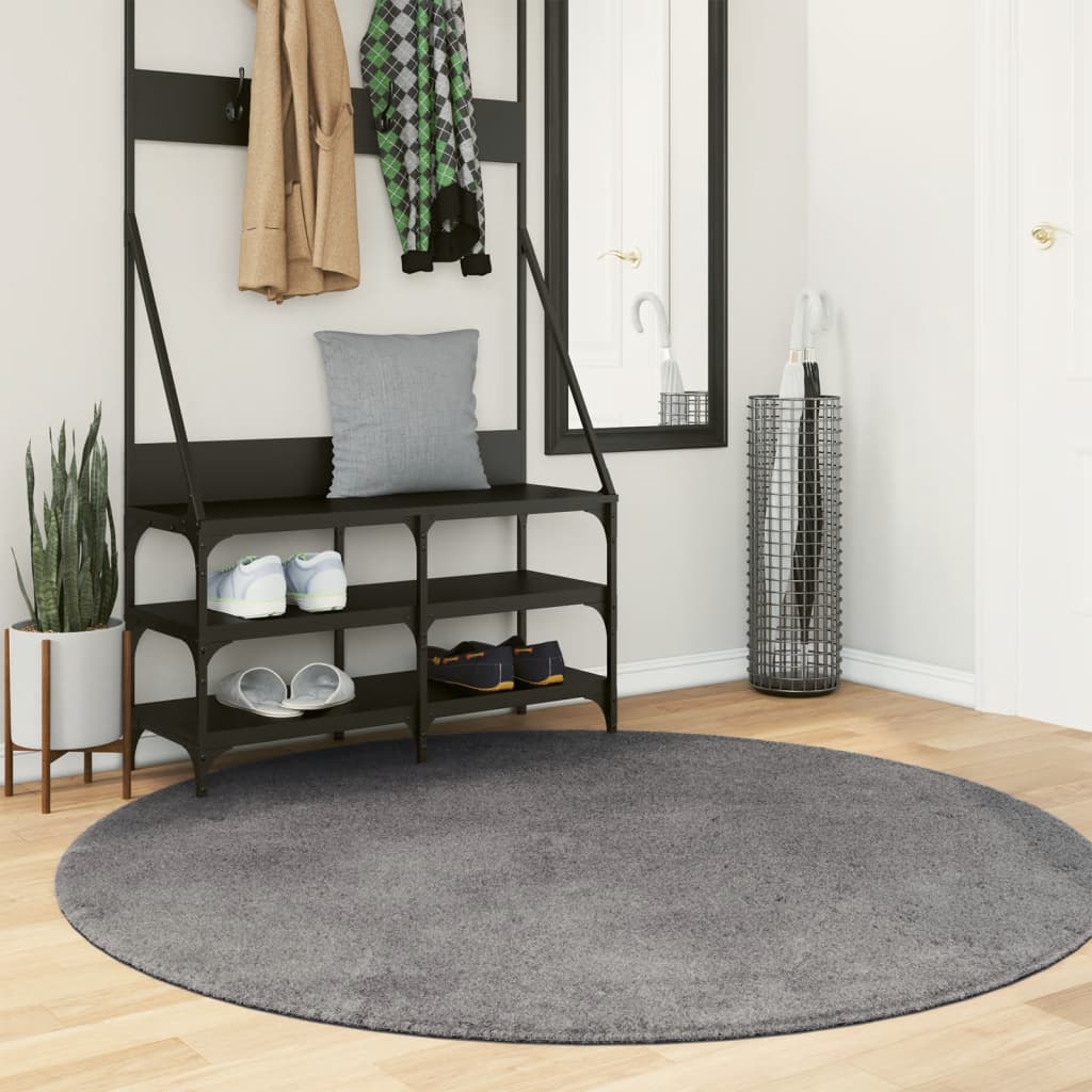 Rug Short Pile Soft and Washable Anthracite 160cm - Direct Imports