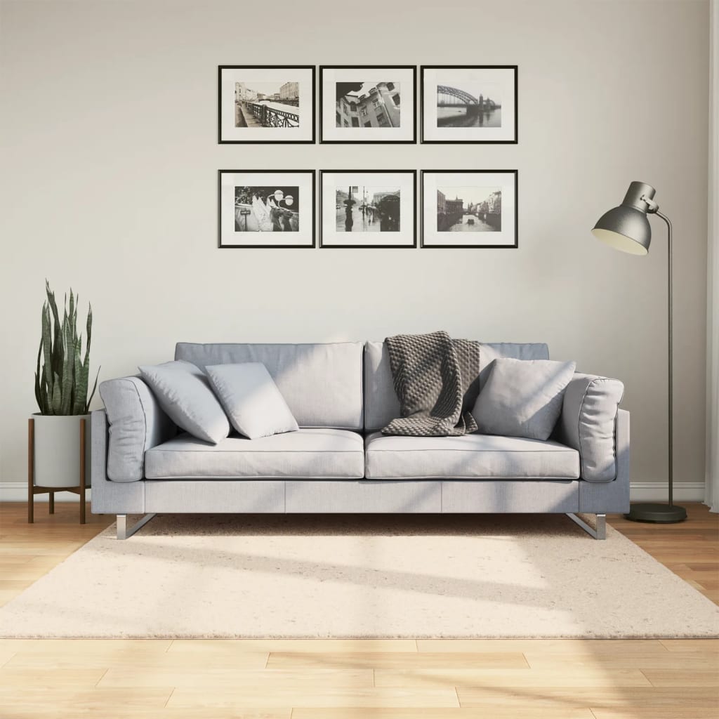 Rug Short Pile Soft and Washable Beige 160x160cm - Merlin Deals