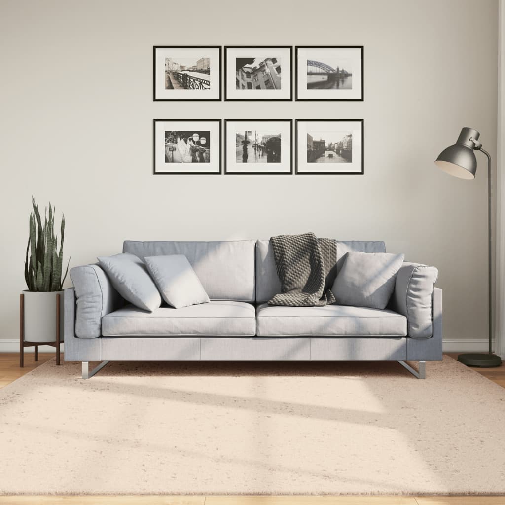 Rug HUARTE Short Pile Soft and Washable Beige 200x200 cm - Charlotte Dunes