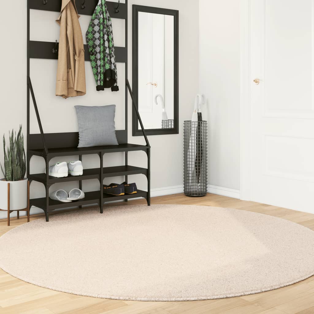 Rug HUARTE Short Pile Soft and Washable Beige 200 cm - Design Hut