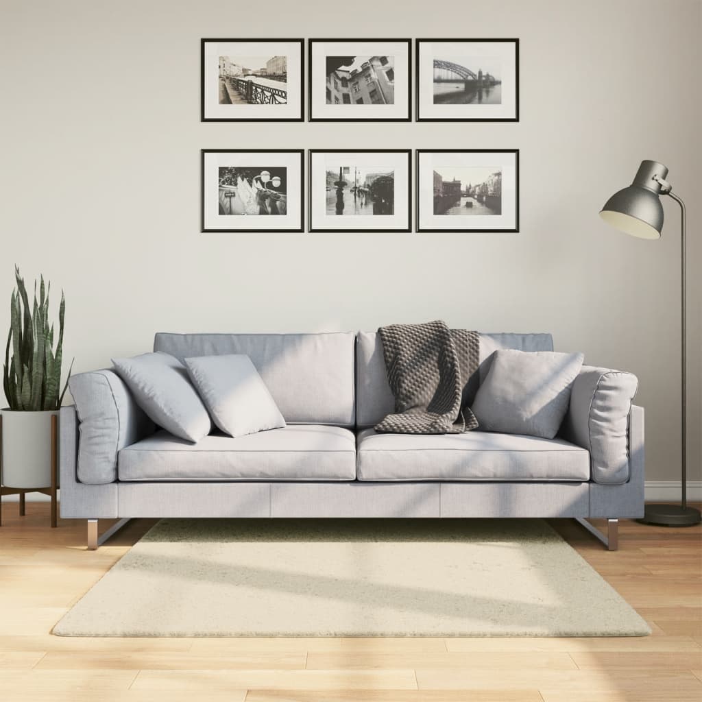 Rug Short Pile Soft and Washable Cream 120x120cm - Merlin Deals