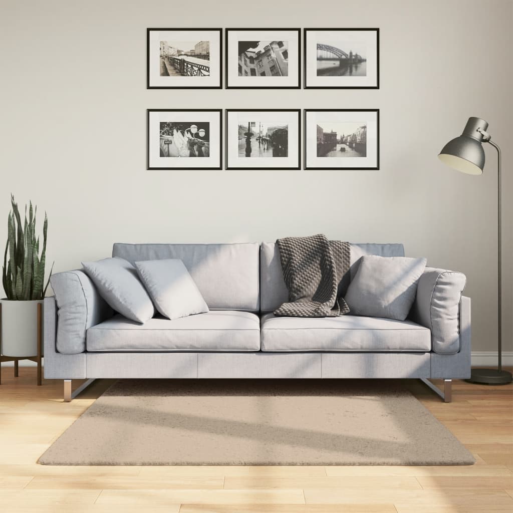 Rug HUARTE Short Pile Soft and Washable Sand 120x120 cm - Tyrell & Tyrell