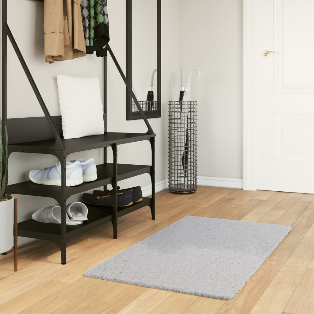 Rug Short Pile Soft and Washable Grey 60x110cm - Direct Imports