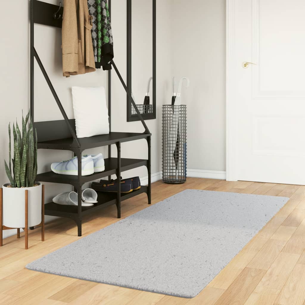 Rug Short Pile Soft and Washable Grey 80x200cm - All Things Good