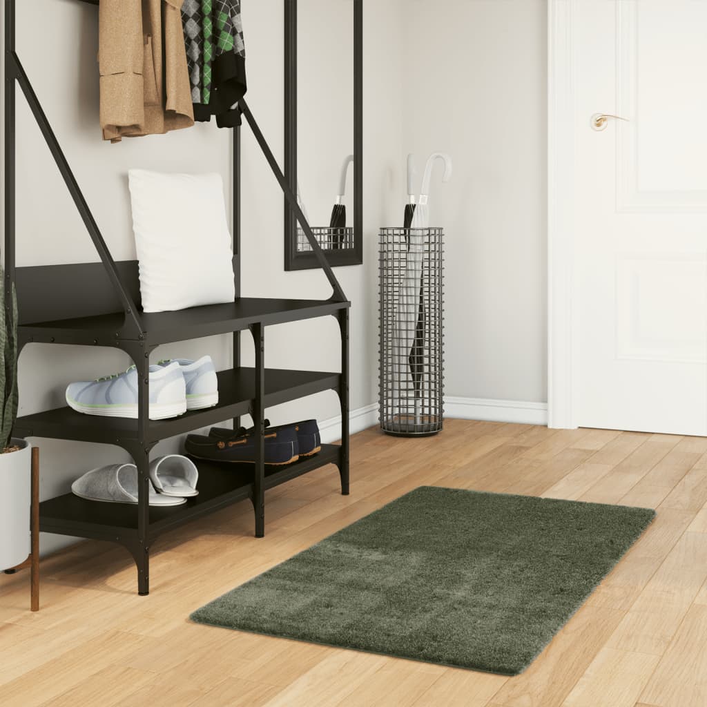 Rug Short Pile Soft and Washable Forest Green 60x110cm - Merkel Designers
