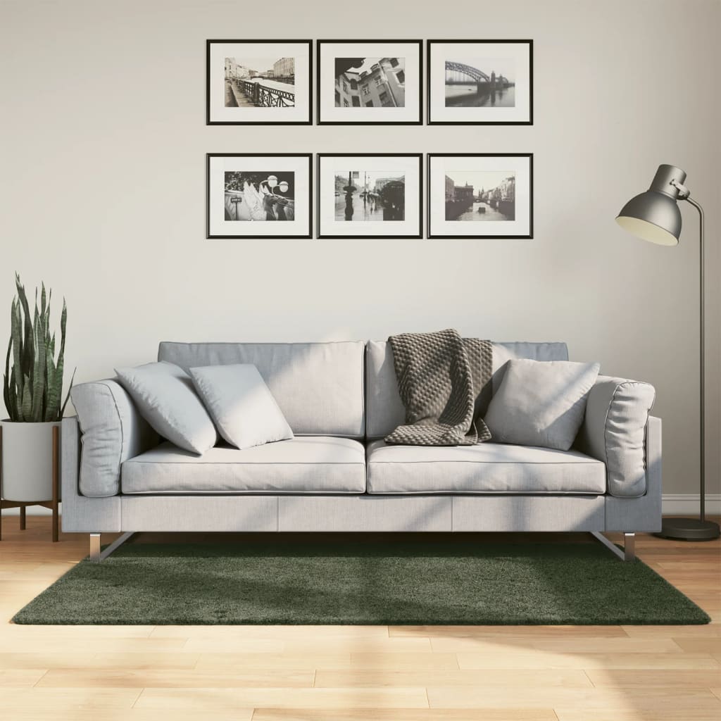 Rug HUARTE Short Pile Soft and Washable Forest Green 80x150 cm - Design Hut