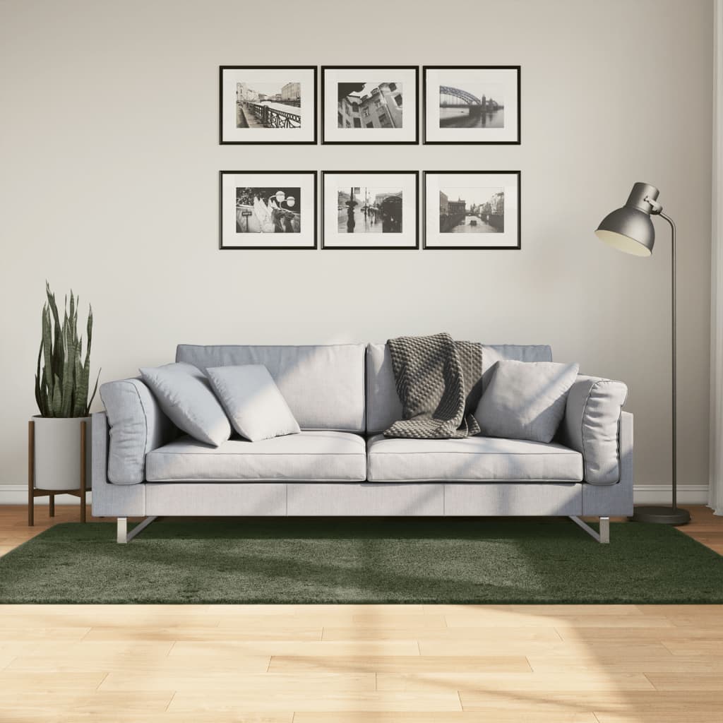 Rug Short Pile Soft and Washable Forest Green 100x200cm - Direct Imports