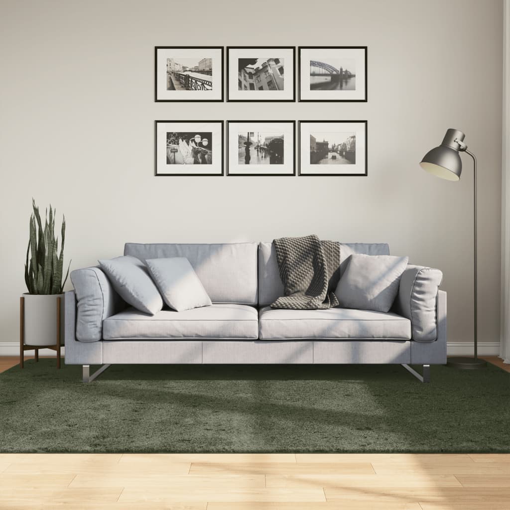 Rug HUARTE Short Pile Soft and Washable Forest Green 160x230 cm - Direct Imports